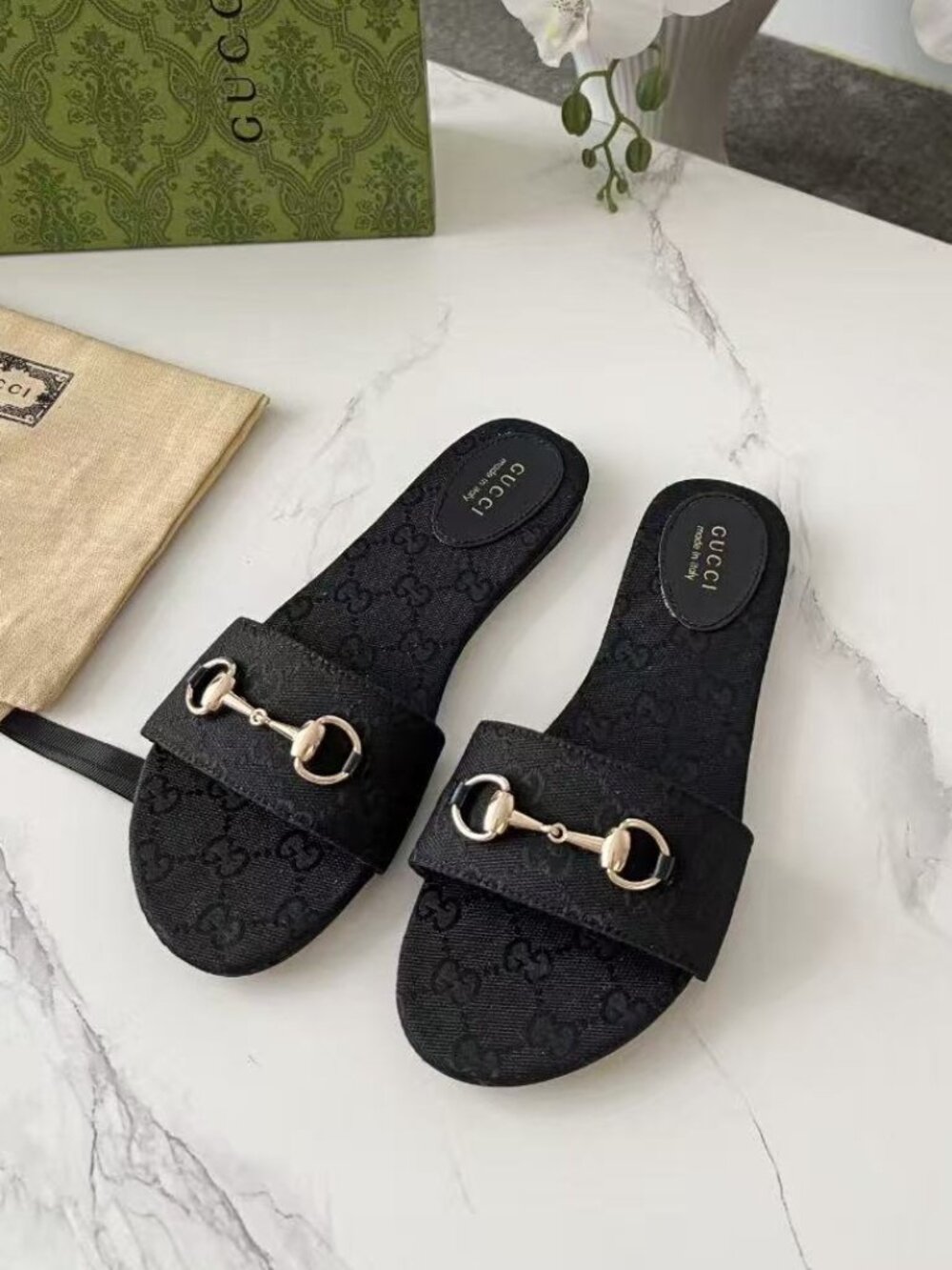Gucci Black GG Women's Sandals
